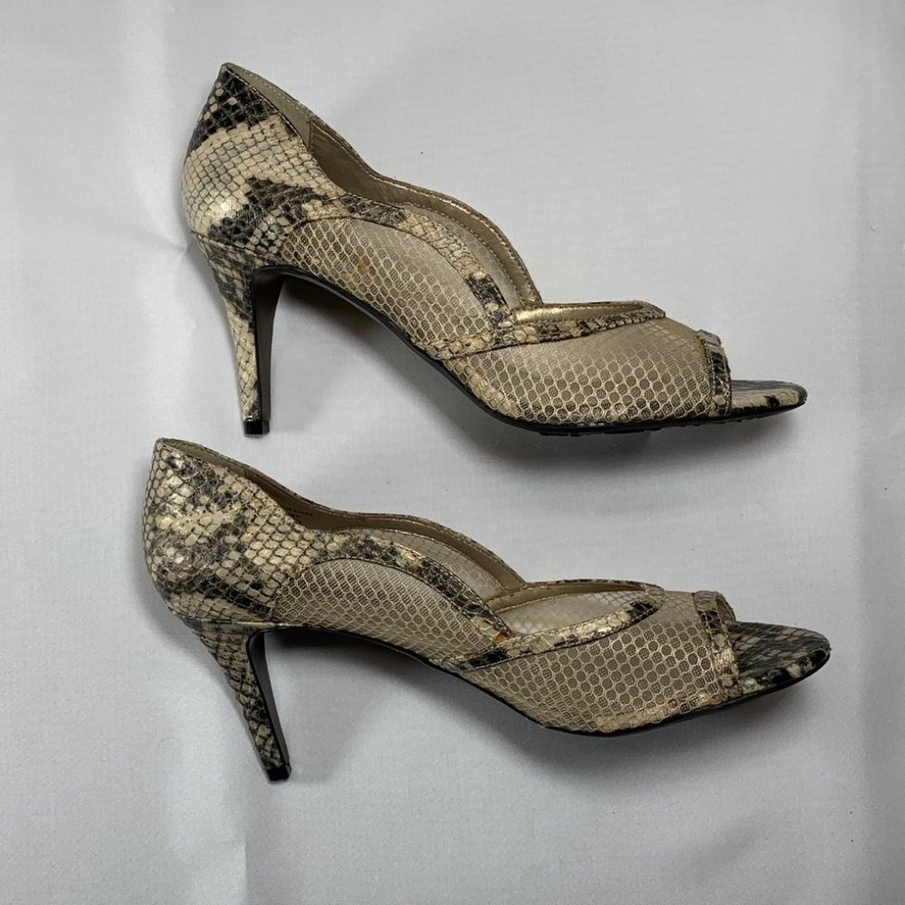 Adrienne Vittadini Snake Print Open Toe Pump Nwot - image 2